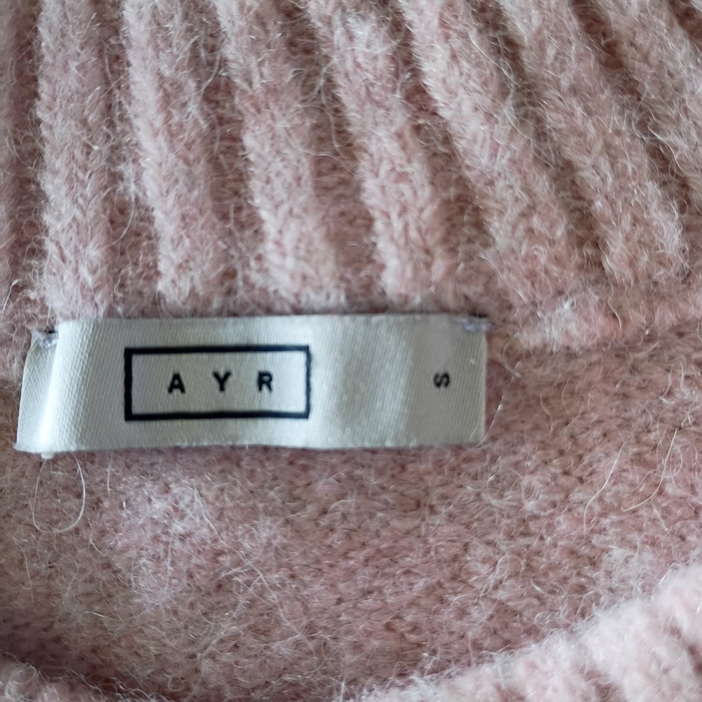 AYR Crew Neck Sweater Pink S Soft Alpaca Merino Wool Fall Minimalist Cozy